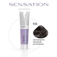 Estel De Luxe SENSATION Безаммиачная краска для волос 5/11 светлый шатен пепельный интенсивный, 60мл
