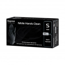 KAPOUS Нитриловые перчатки неопудренные, текстурированные, нестерильные Nitrile Hands Clean, черные, 100 шт, размер S KAPOUS Нитриловые перчатки неопудренные, текстурированные, нестерильные Nitrile Hands Clean, черные, 100 шт, размер S